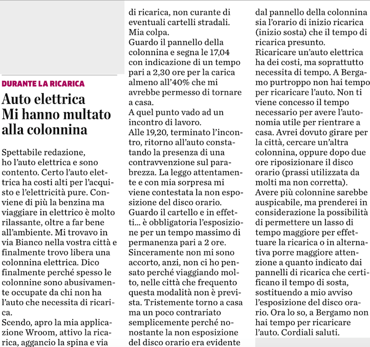 in ricarica senza disco orario.