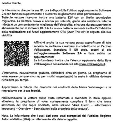 aggiornamento software VW