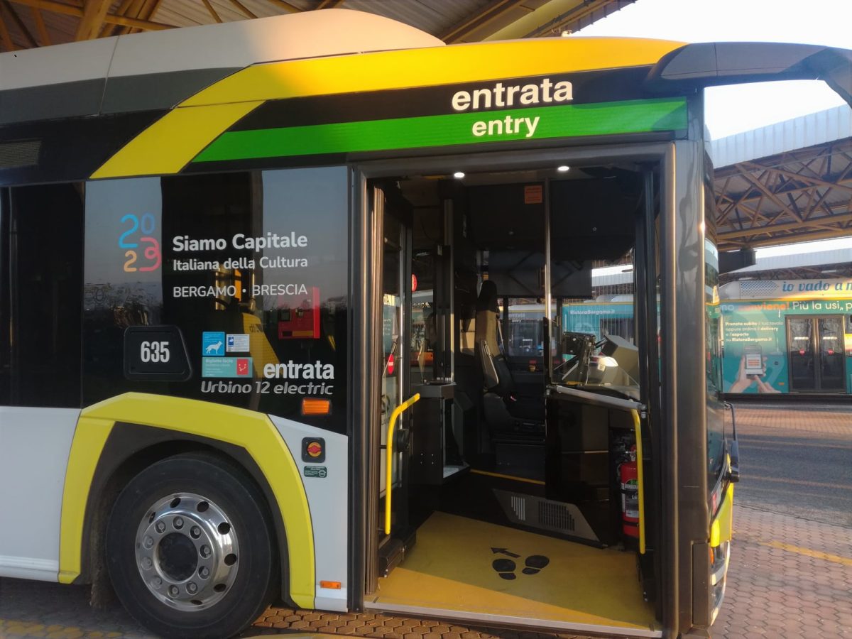 Autobus elettrico in servizio a Bergamo