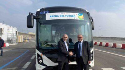 Arena del Futuro, il senatore Alessandro Morelli e il presidente di Brebemi, Francesco Bettoni