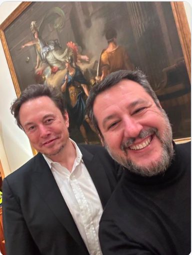 Meloni e Salvini con Musk