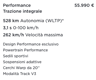 nuova Model 3 performance