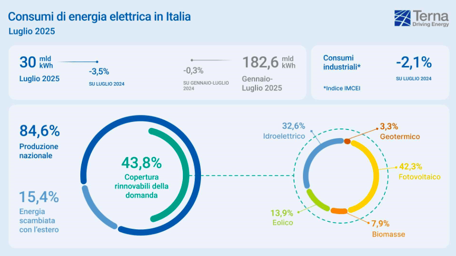 consumi elettrici in calo