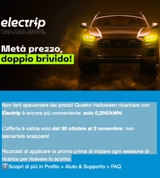 Ricarica Electrip a 25 cent