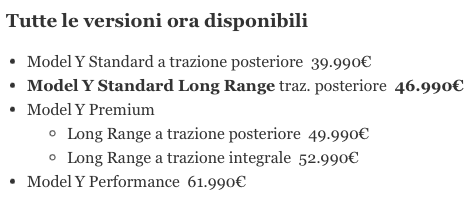 Nuova Model Y Standard