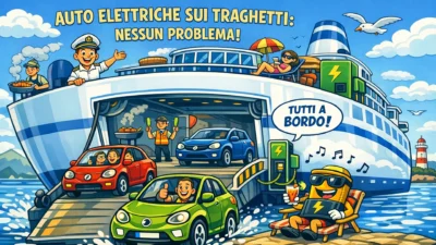 auto elettriche imbarcano sul traghetto