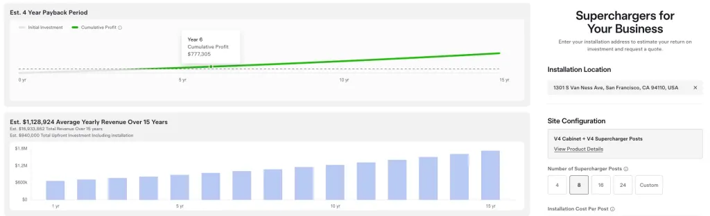 Tesla Supercharger configuratore