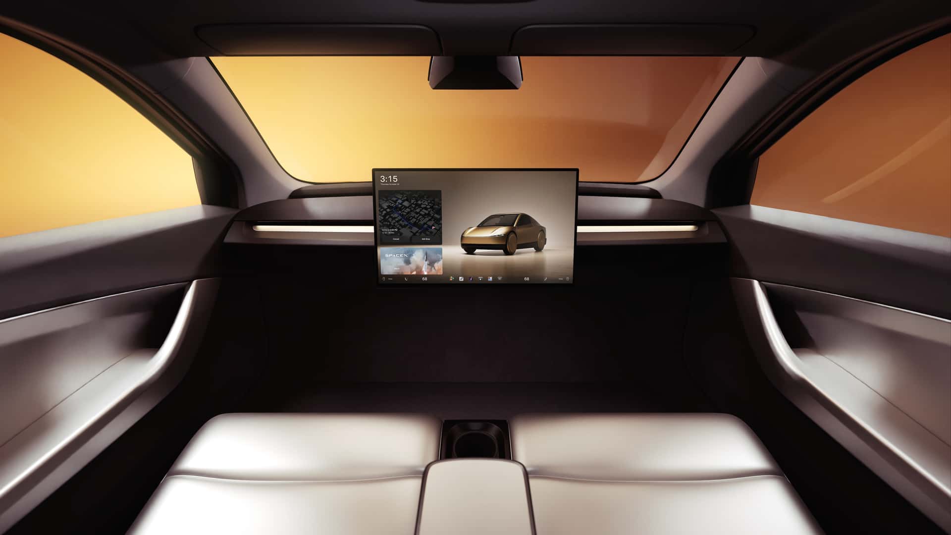 Il cruscotto "vuoto" di Tesla Cybercab Tesla Cybercab consumi