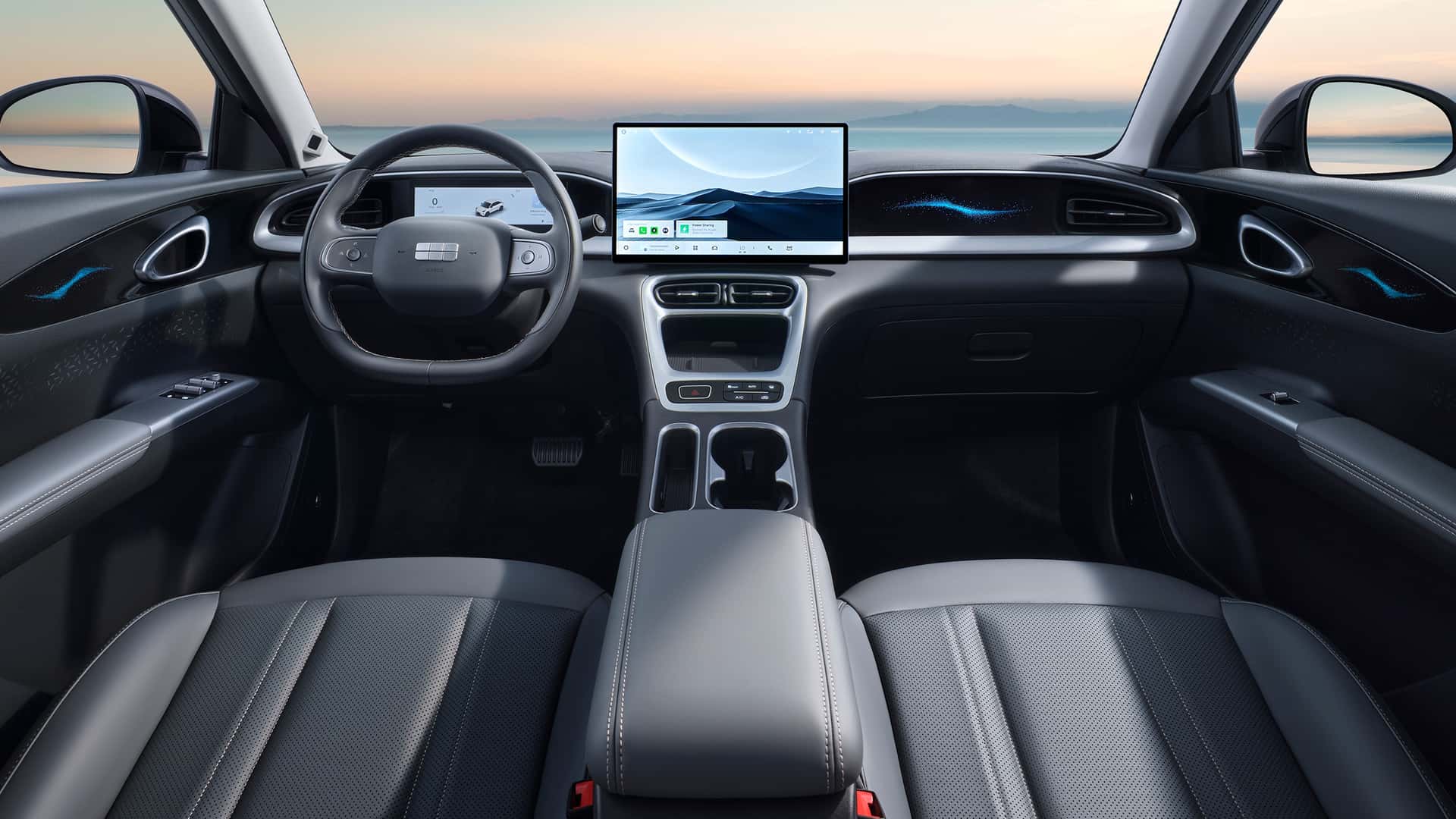 Geely E2, gli interni Geely E2, interni sobri e funzionali